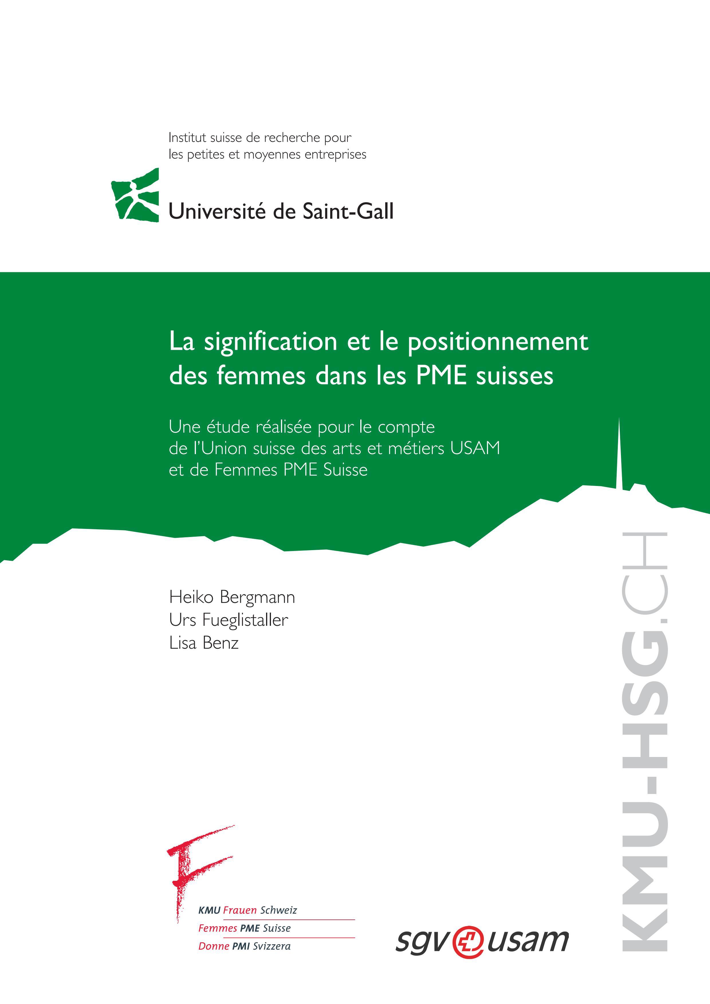 Étude mandatée par l’Union suisse des arts et métiers usam et Femmes PME Suisse 2014